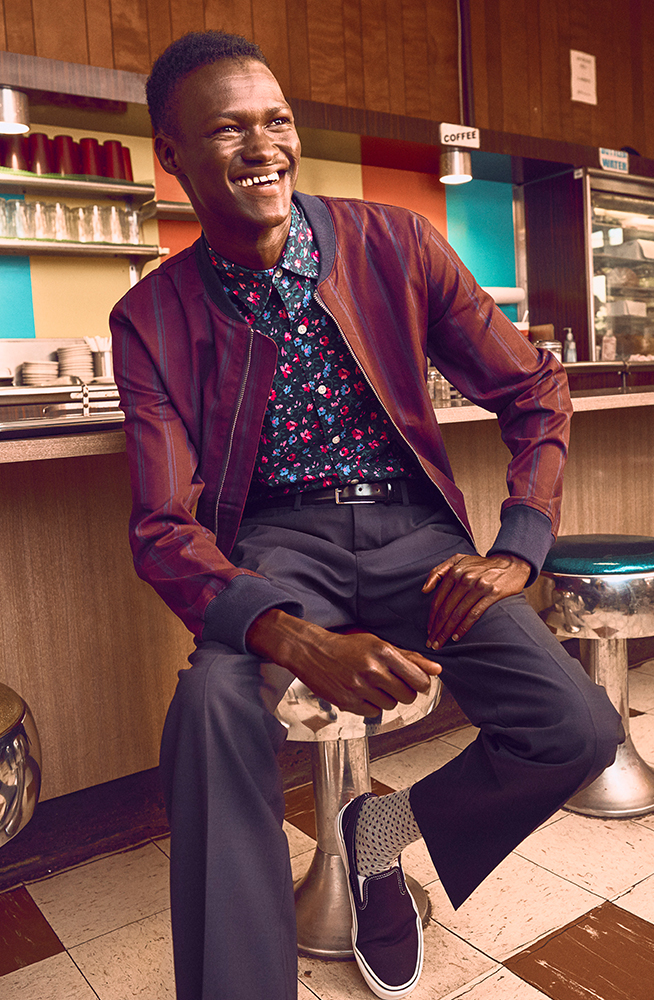 Lual sitting in a diner